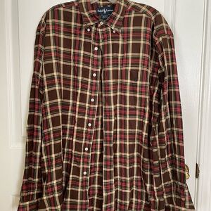 Ralph Lauren Brown and Red Casual Button Down Shirt